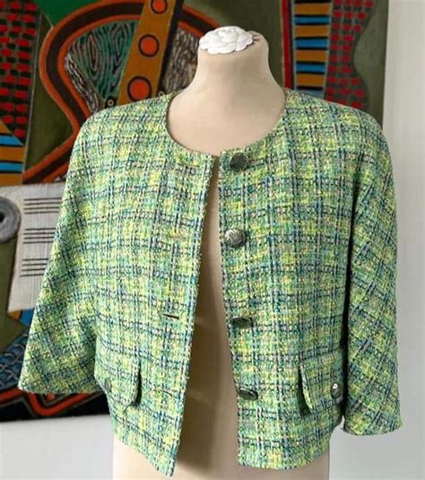 chanel green tweed jacket|chanel tweed jacket outlet.